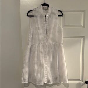 Tuckernuck White Burnout Gingham Royal Sleeveless Dress - Medium